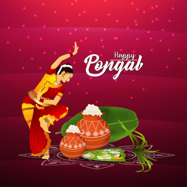 Happy pongal wishes greeting card and banner