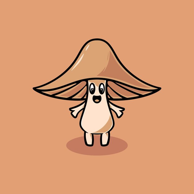 Vector happy portobello mushroom cartoon illustration