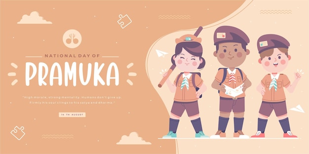Happy pramuka day or scout day banner