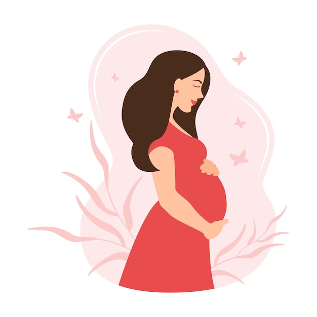 Premium Vector  Happy pregnancy and motherhood. pregnant woman flat cartoon  vector illustration