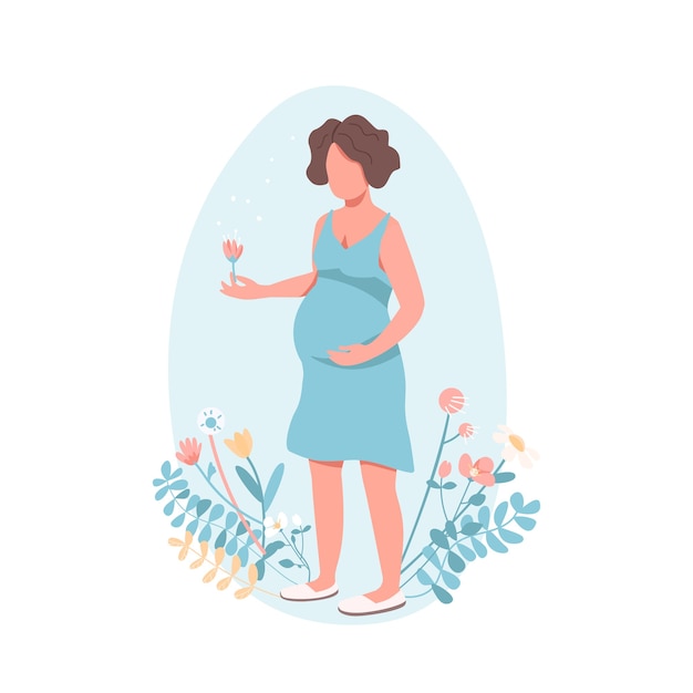 Vector happy pregnant woman in flat style