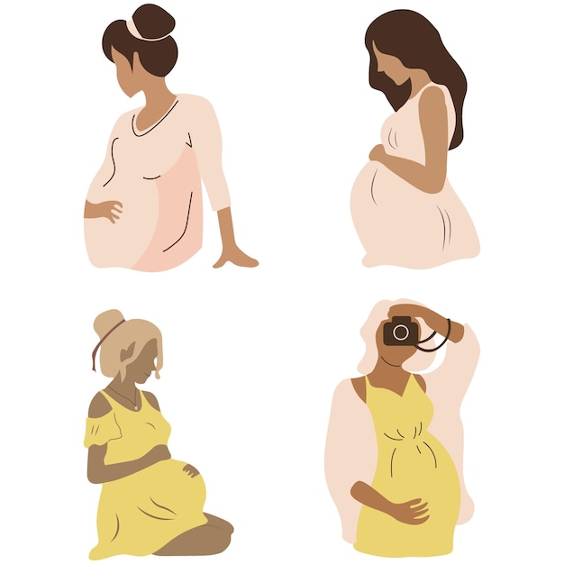 Happy pregnant woman vector illustration