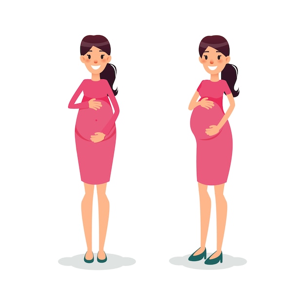 Vector happy pregnant women