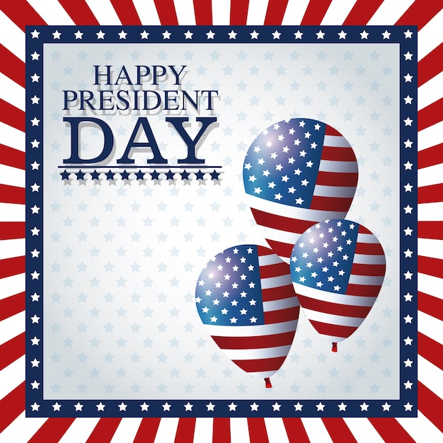 Vector happy president day balloons frame flag