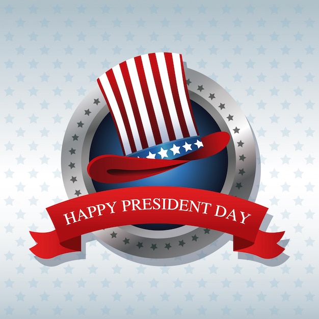 Happy president day hat ribbon labe