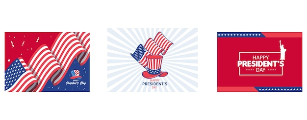 アンクル サム ハット、フラットなデザインの大統領の日のイベントと幸せな大統領の日のフォント