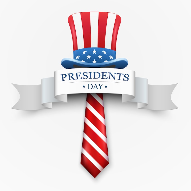 Vector happy president&#39;s day ontwerp met oom sam hoed en stropdas