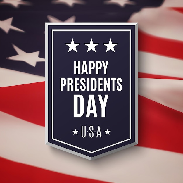 Happy presidents day background. banner on top of american flag.