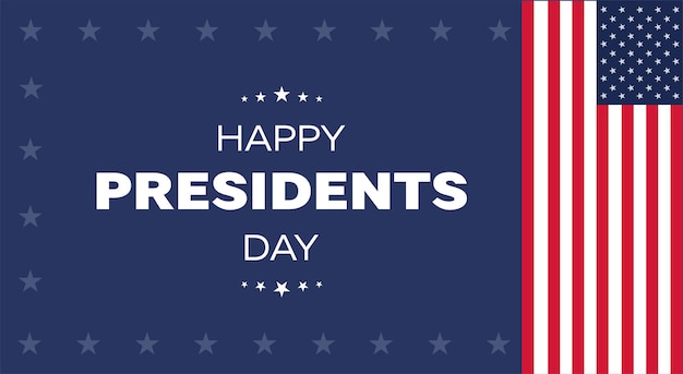 Happy Presidents Day banner Federal holiday in America Banner with US flag