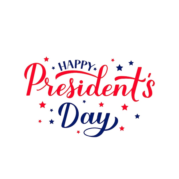 Happy Presidents Day kalligrafie belettering geïsoleerd op wit Amerikaanse patriottische typografie poster gemakkelijk te bewerken vector sjabloon voor logo ontwerp banner wenskaart briefkaart flyer enz