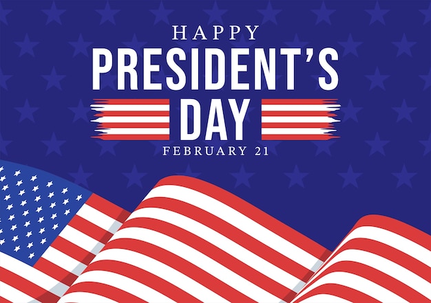 Happy Presidents Day met sterren en de vlag van de VS voor de president van Amerika in illustratie