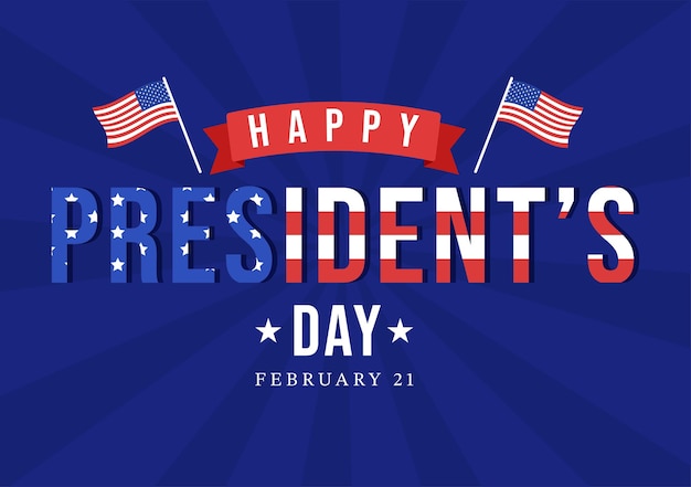 Happy Presidents Day met sterren en de vlag van de VS voor de president van Amerika in illustratie