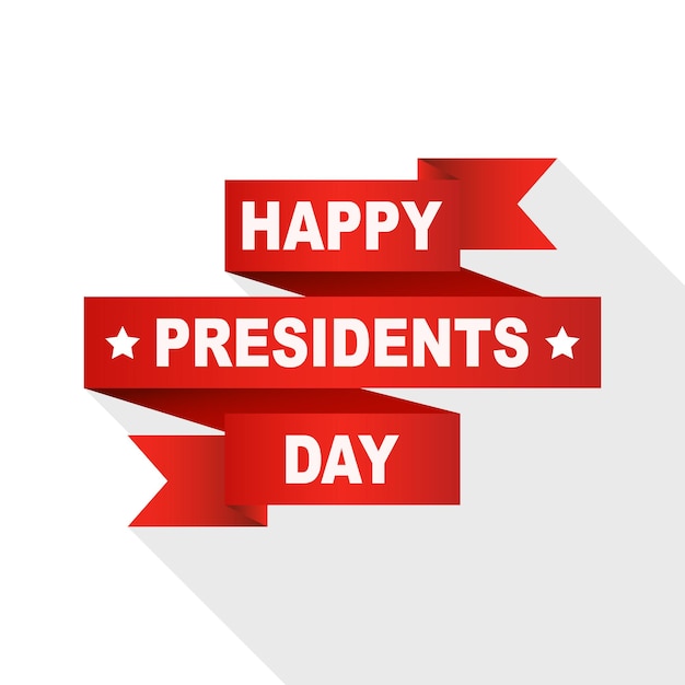 Happy Presidents Day red ribbon with text Vector illustration Festive ribbon of the Presidents Da