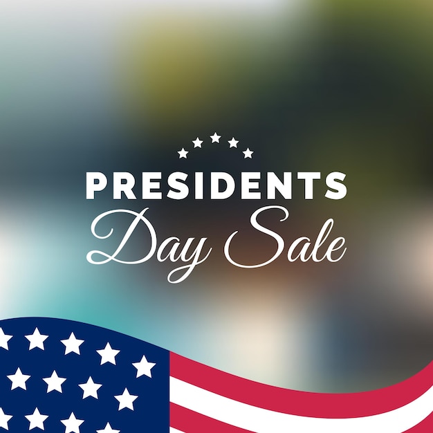 Happy presidents day sale handwritten phrase in vector. national american holiday illustration with usa flag. festive poster, card etc.