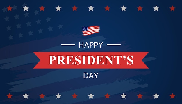 Happy Presidents Day Typography with American Flag brush style