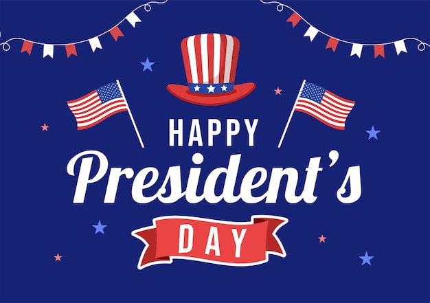 Happy Presidents Day with Stars and USA Flag for the President of America in Illustration