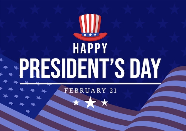 イラストのアメリカ大統領のための星とアメリカの国旗と幸せな大統領の日