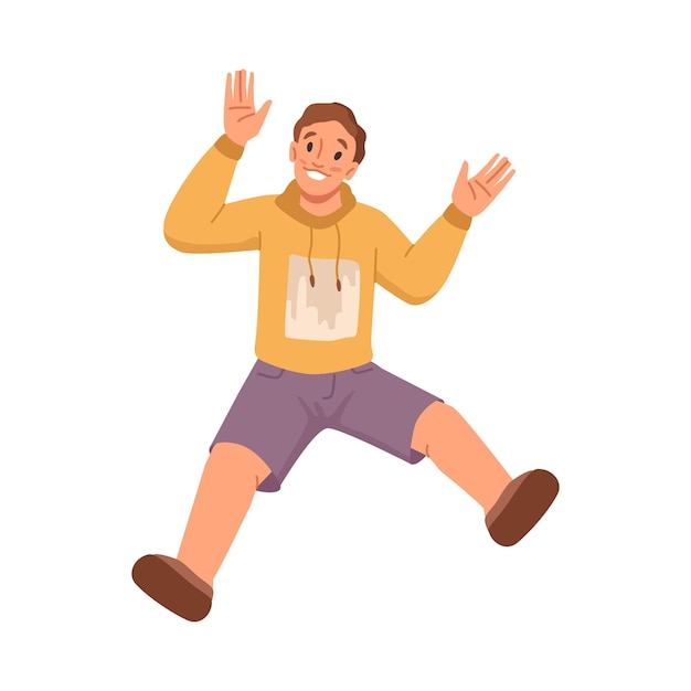 Vector happy preteen boy jumping and smiling vector man