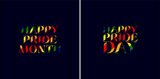 Happy pride day and month text on blue bg post in set
