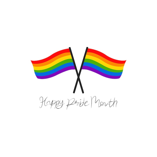 Happy Pride Month 2023 horizontal banner Pride colored in rainbow LGBTQ gay pride flag colors