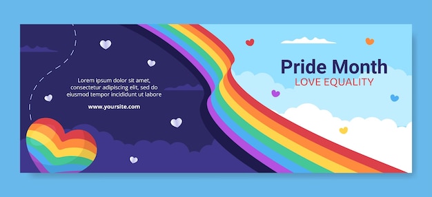 Happy Pride Month Day Social Media Cover Template Flat Cartoon Background Vector Illustration