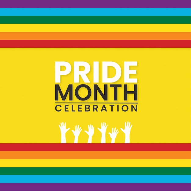 Happy pride month приветствия желтый синий зеленый красочный фон дизайн социальных средств баннер бесплатные векторные