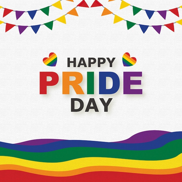 Happy pride month groeten geel rood oranje kleurrijke achtergrond social media design banner gratis vector