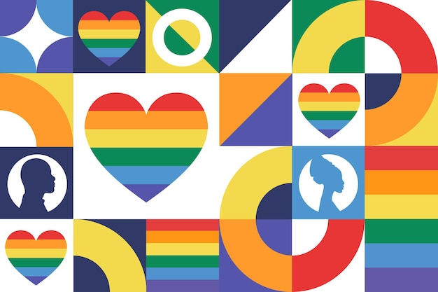 happy pride month lgbt june seamless geometric pattern template for background banner card poster vector eps10 illustration