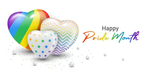 Vector happy pride month lgbtq template and background with colorful heart