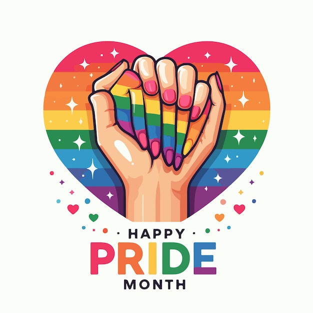 벡터 happy pride month with lgbt flag concept flat illustration