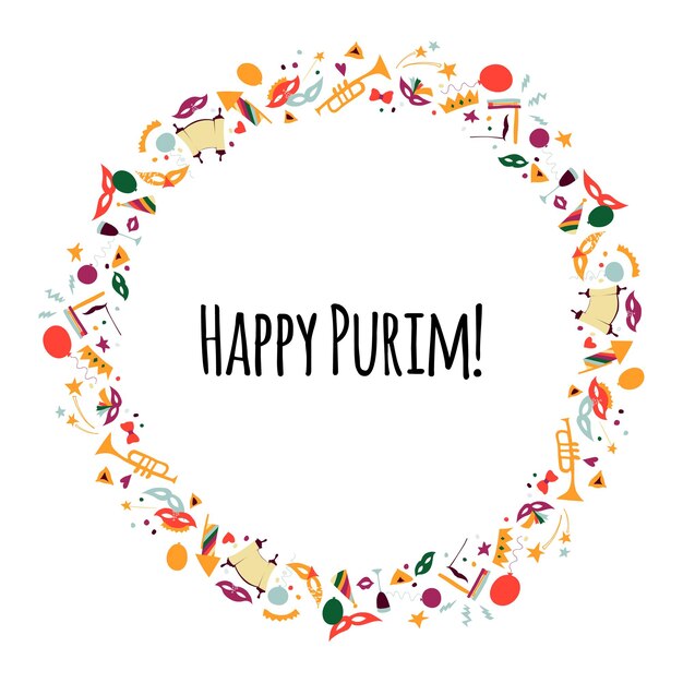 Happy purim carnaval frame krans