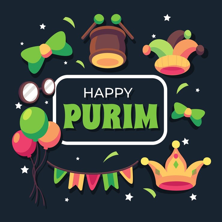 Premium Vector Happy purim day flat design greeting banner purim day