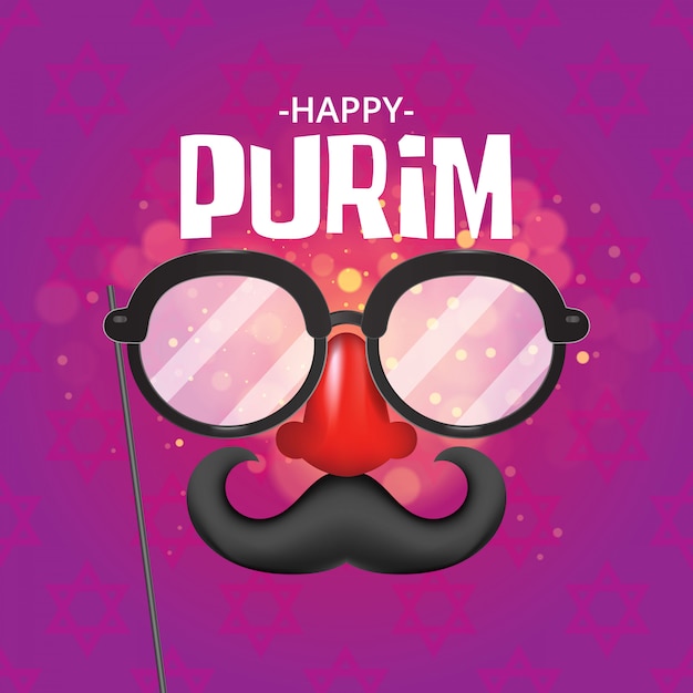 Happy purim met maskers en traditionele rekwisieten