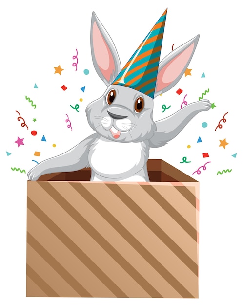 Vector happy rabbit in the box