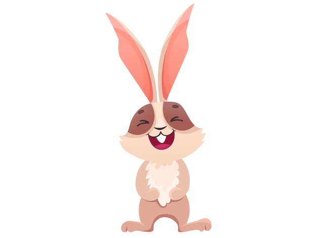 happy rabbit or bunny cute and funny hare for easter banners and greeting cards