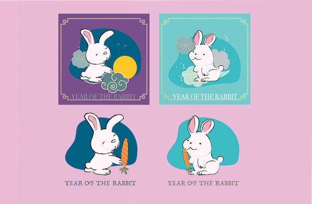 Vector happy rabbit card