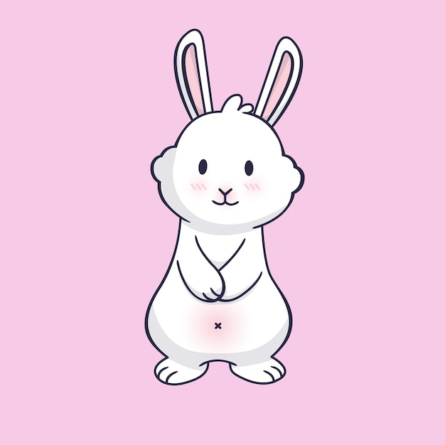 Happy rabbit, symbol of 2023 new year. Christmas bunny. Fluffy bunny