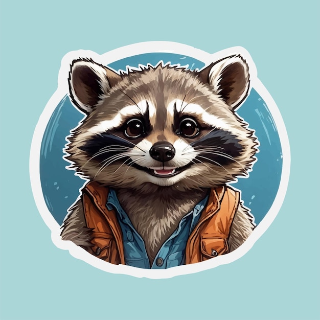 Happy Raccoon Sticker A Cute Raccoon Smiling Icon Sticker