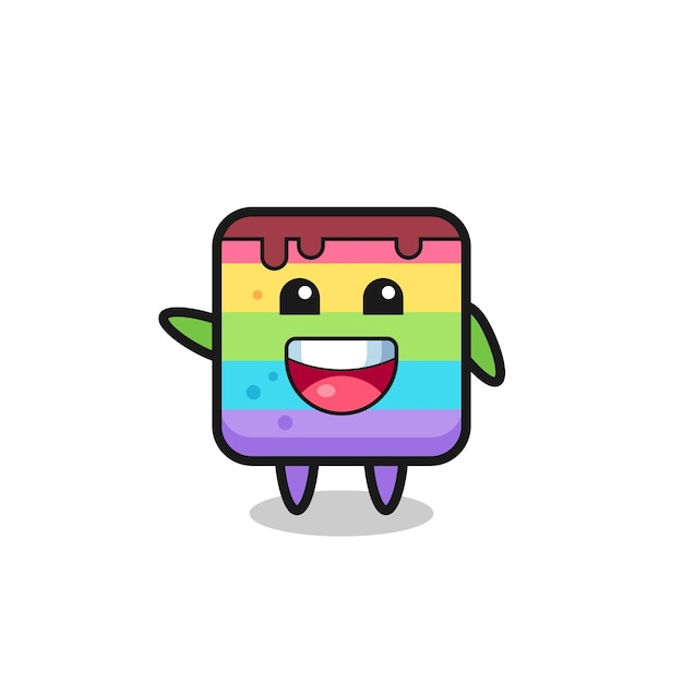 Happy rainbow cake cute mascot character , cute design