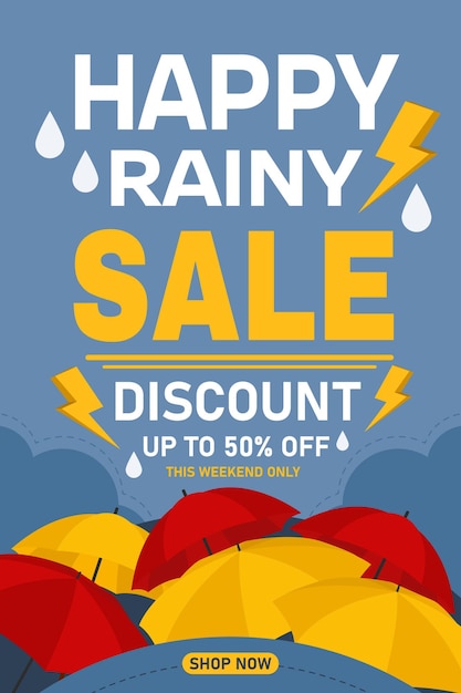 Vector happy rainy banner vector design converted