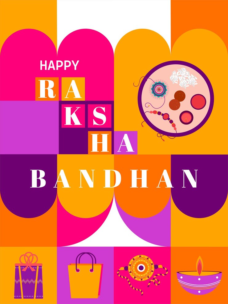 वेक्टर happy raksha bandhan abstract creative minimalistic colorful patterns indian traditional poster and card design vector illustration