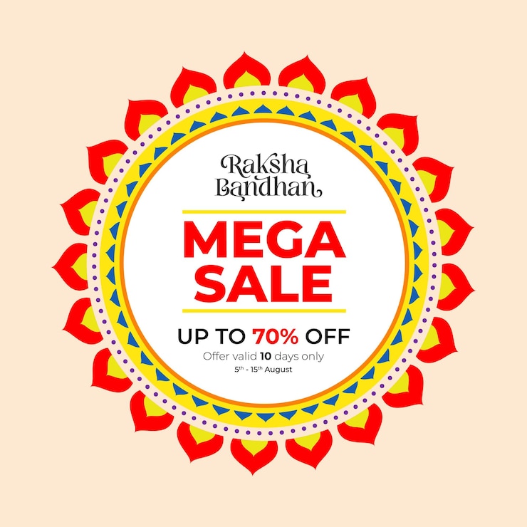 वेक्टर happy raksha bandhan big sale banner design with round ornamental frame design