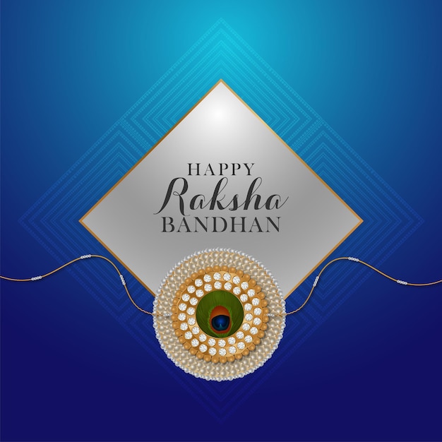 Happy raksha bandhan card with creative rakhi on red background