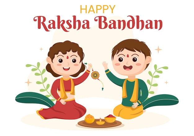 Happy raksha bandhan cartoon illustratie in indian festival celebration