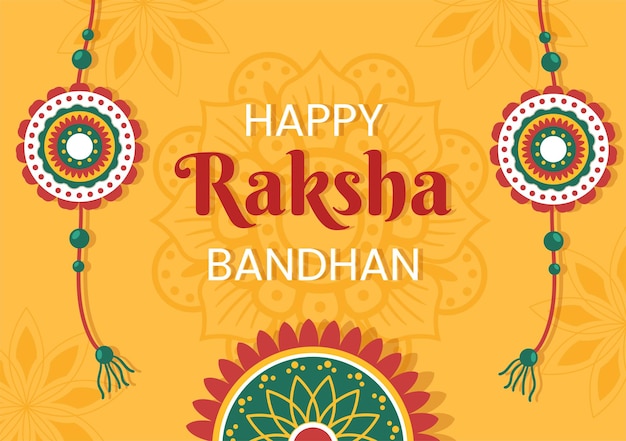 Happy Raksha Bandhan Cartoon Illustration in Indian Festival Celebration