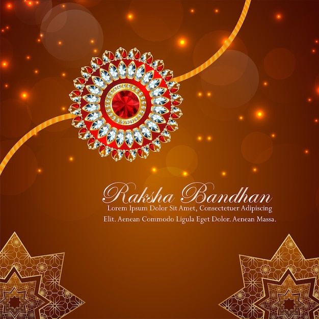 Felice raksha bandhan celebrazione sfondo con oro e cristallo rakhi