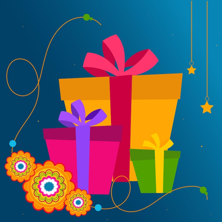 वेक्टर happy raksha bandhan gift boxes with rakhi vector
