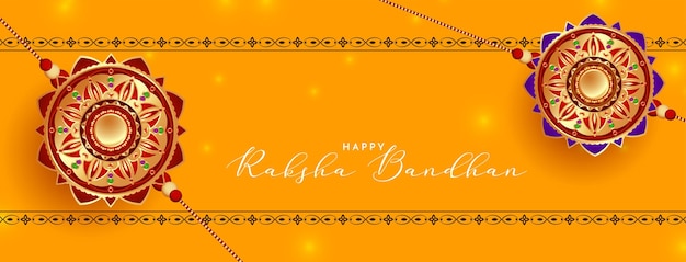 Vector happy raksha bandhan hindu festival decorative banner design