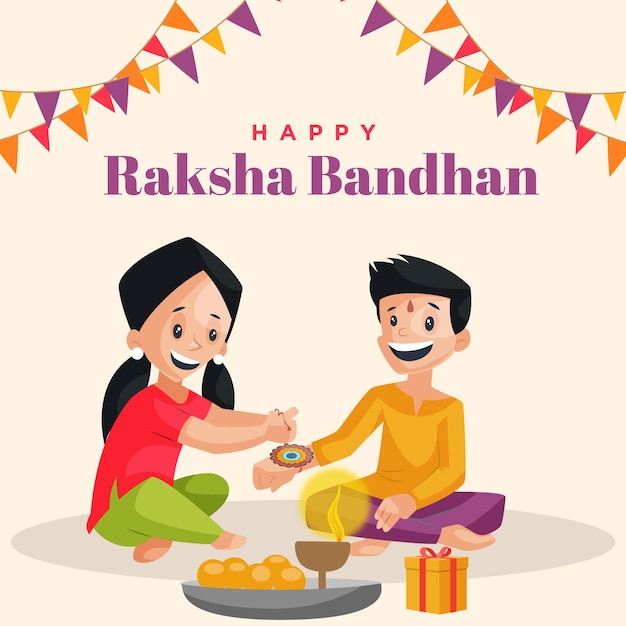 해피 Raksha Bandhan 인도 축제 배너 디자인 서식 파일