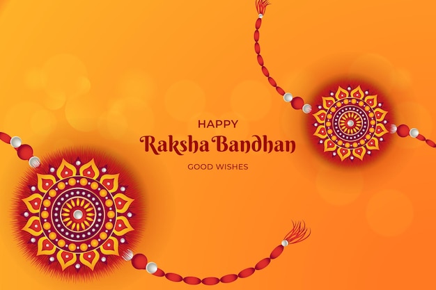 장식 Rakhi와 함께 행복 한 Raksha Bandhan 빨간색 배경